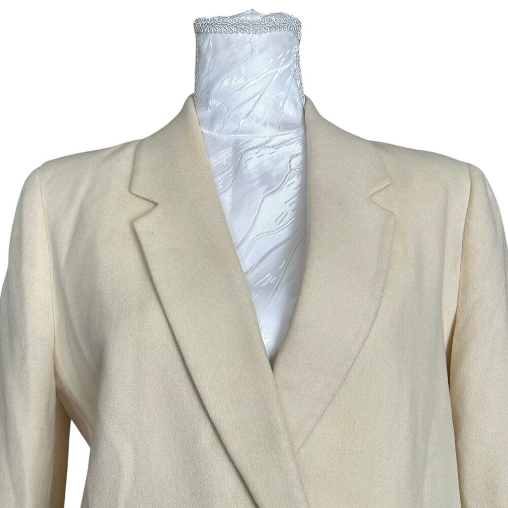 80s Cream Wool Skirt Suit Set Blazer XS Light Academia - Picture 6 of 16